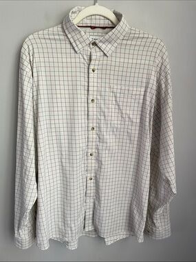 Poncho Men's Windowpane Button-Up Regular Fit Shirt Size Large